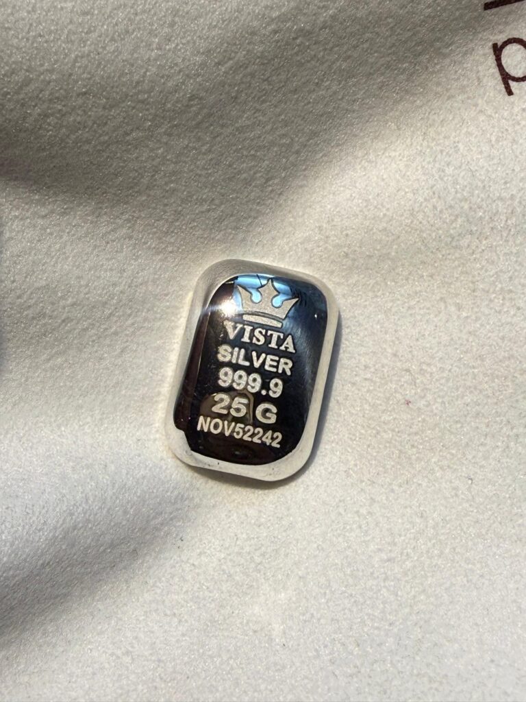 شمش نقره 25 گرمی ویستا